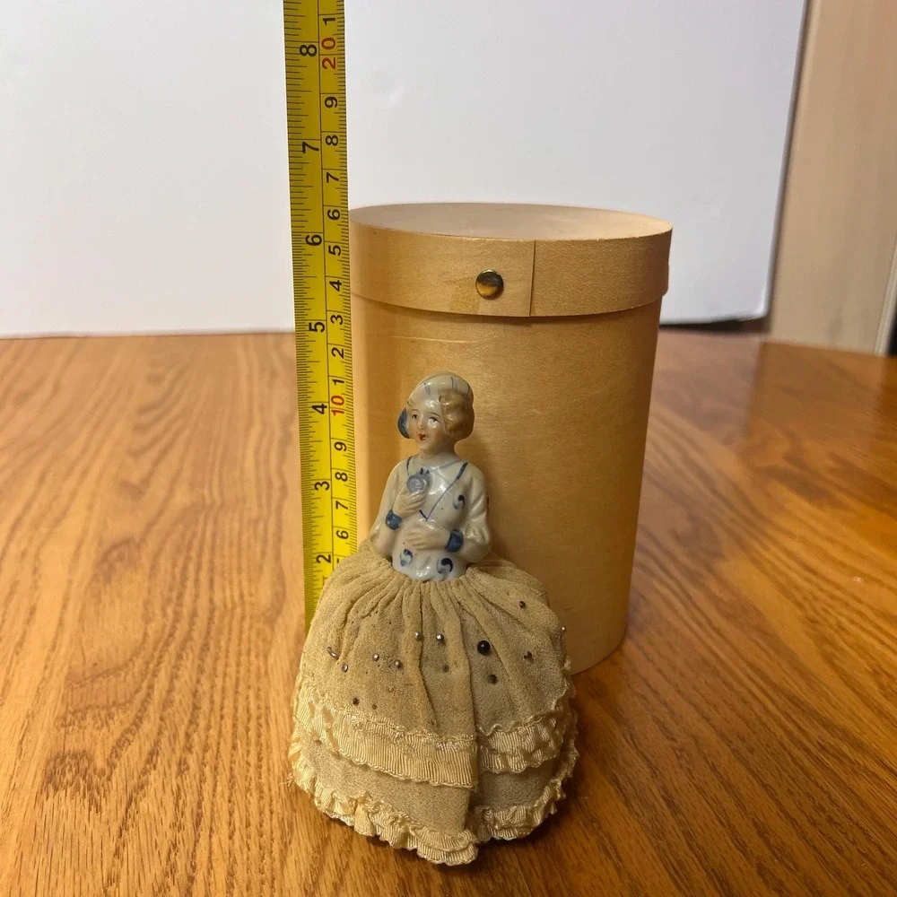 VTG German Half Doll Pin Cushion Porcelain Lady Figurine Sewing Pincushion